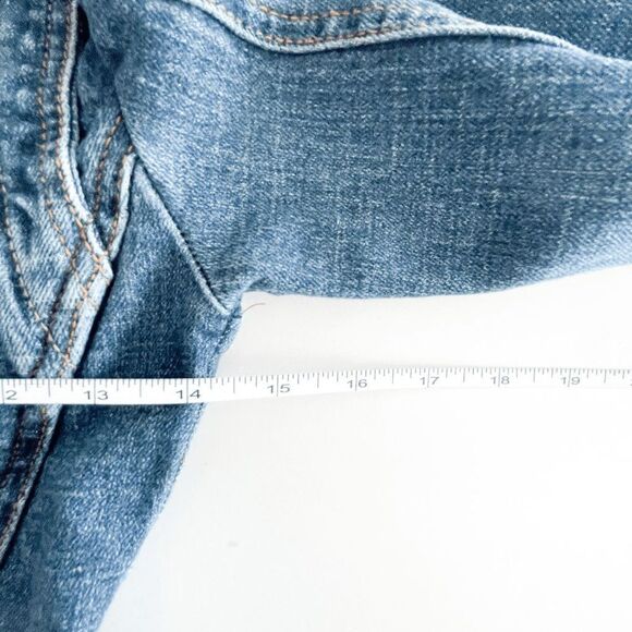 Moto Womens Denim Blazer Jacket Long Sleeve Button Front Blue Wash Small - Picture 5 of 7